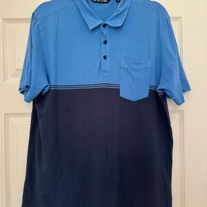 Travis Mathew Two-Tone Blue Polo Shirt